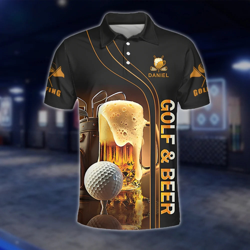 My Drinking Team Has A Golfing Problem Personalized Mens Golf Polo Shirt, Custom Fun Beer Golf Shirt GOF0121