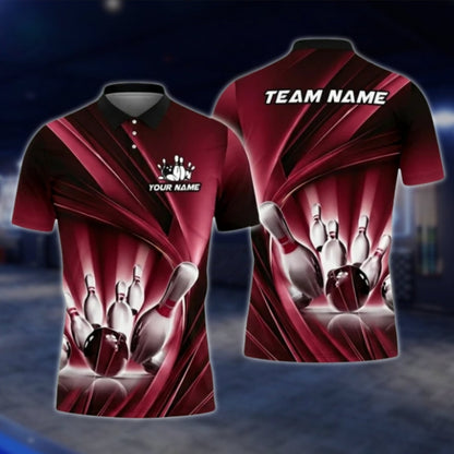 Custom Team Blue Lightning Bowling Polo Shirt For Mens, Custom Bowling Team Shirts BA0005 BOW0377