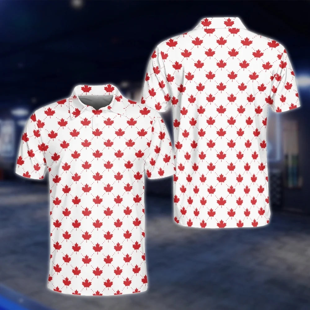 Mens Maple Leaf Red Golf Polo Shirts, Canada Golf Shirts GOF0205