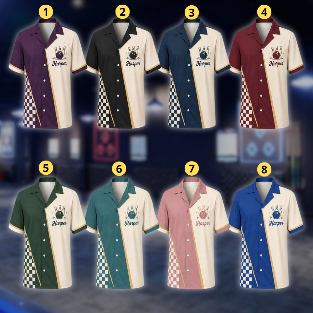 Personalized Lucky Strikers Purple Retro Bowling Hawaiian Shirt, Custom Retro Bowling Shirt Team BE0250 BOW0032