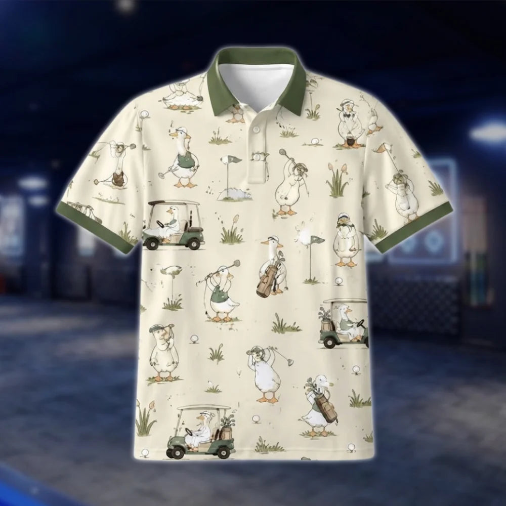 Funny Goose Men's Golf Polo Shirt, Goose Golf Shirt Men GOF0019
