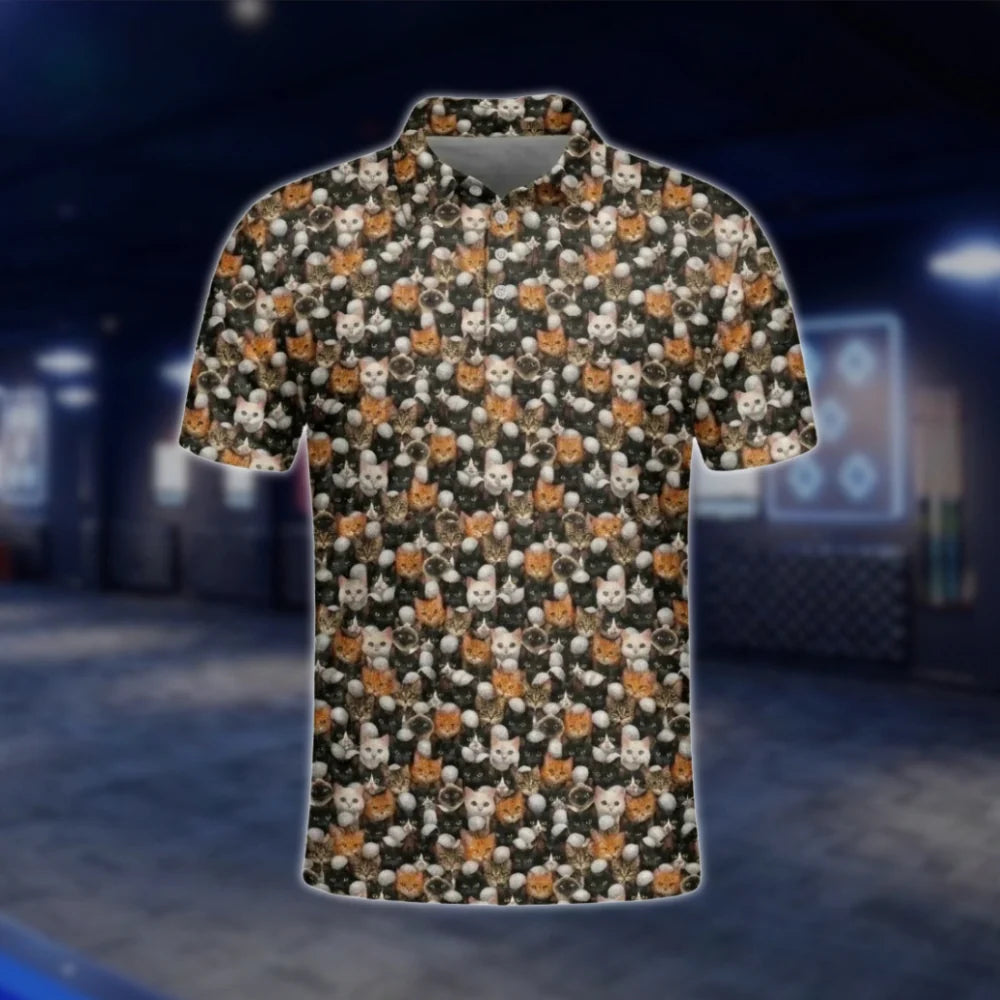 Men's Cute Cat Golf Polo Shirt, Cat Lover Golf Shirt GOF0058