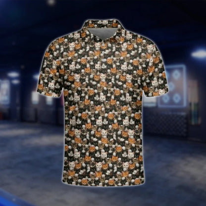 Men's Cute Cat Golf Polo Shirt, Cat Lover Golf Shirt GOF0058