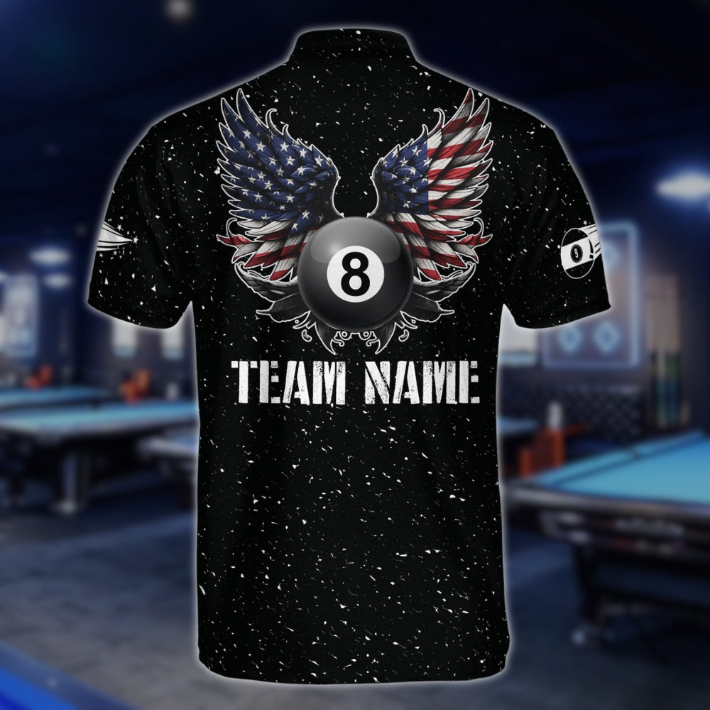 Custom American Flag Eagle Billiard Jersey For Mens, Custom Patriotic Team Billiard Shirts BLD0149