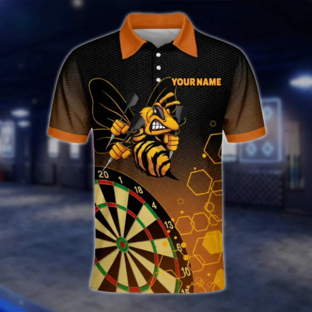 Custom Bee Orange Dart Polo Shirt For Men, Custom Bee Dart Team Shirts DAT0258