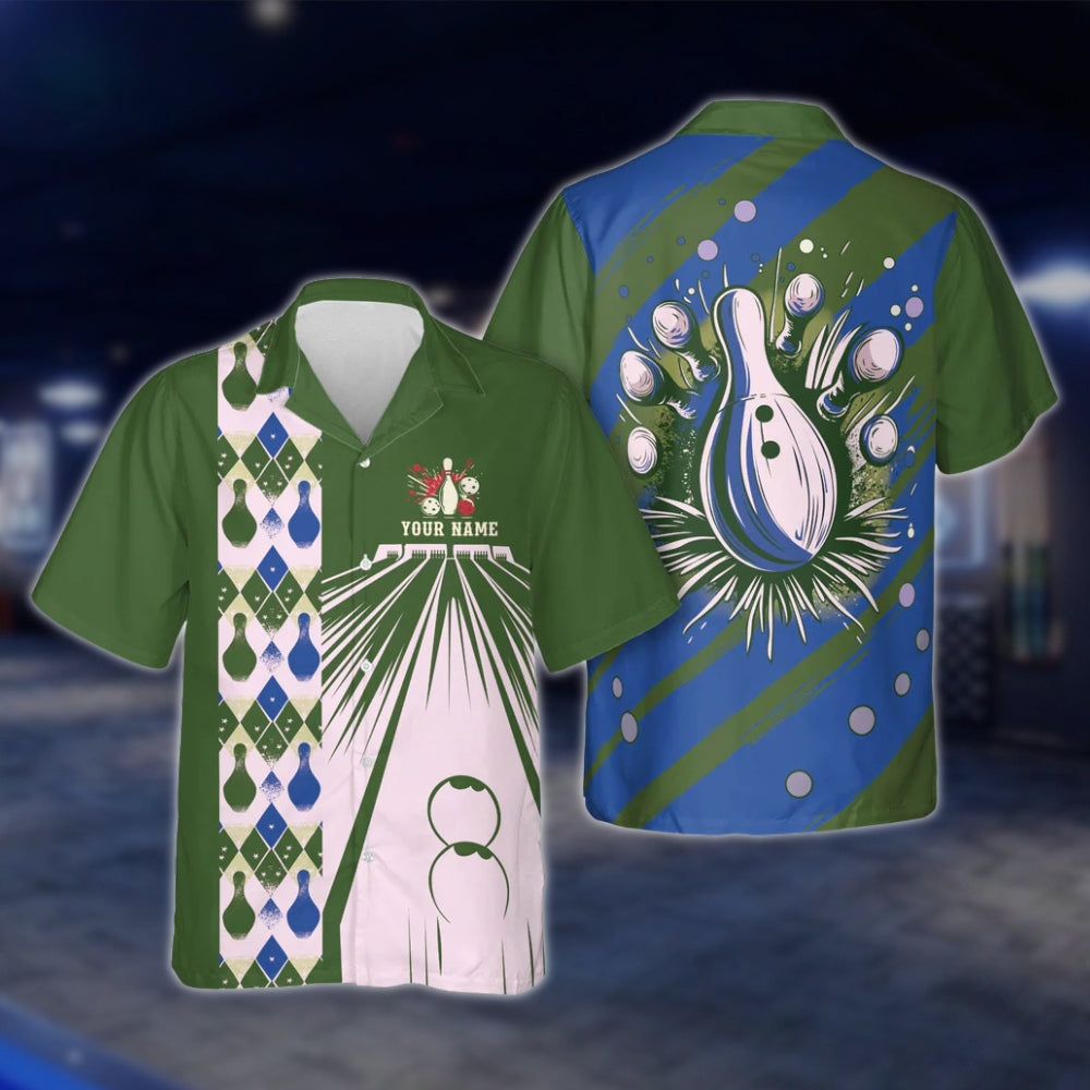 Custom Retro Red White Blue Hawaiian Bowling Shirt For Men Women, Custom Retro Bowling Shirts BE0009 BOW0351