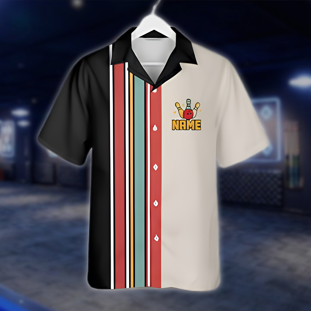 Personalized Retro Bowling Hawaiian Shirt For Men, Custom Retro Bowling Team Shirts BZ0861 BOW0087