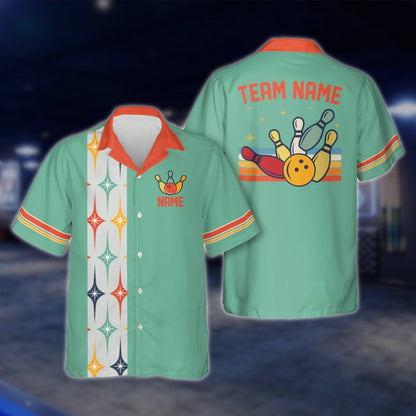 Custom Starburst Retro Bowling Hawaiian Shirt For Men Women, Custom Retro Bowling Team Shirts BE0014 BOW0348