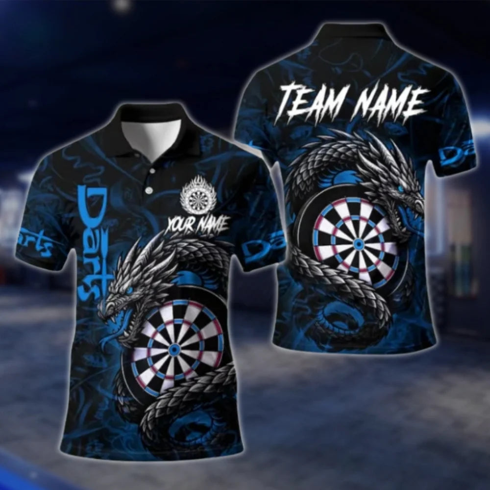 Custom Dragon Red Dart Polo Shirt Mens, Custom Team Dragon Darts Shirt DAT0414