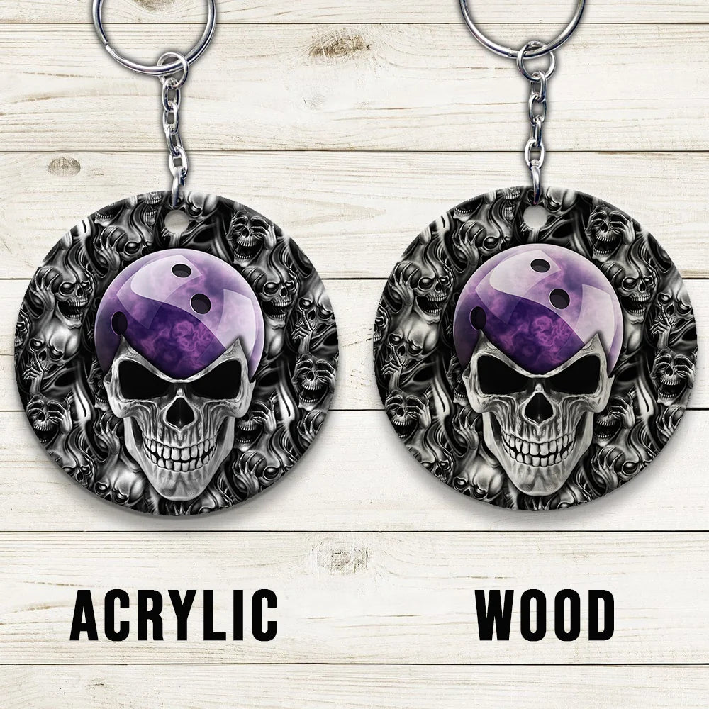 Purple Skull Bowling Ball Keychain ORN0161