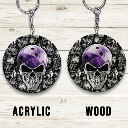 Purple Skull Bowling Ball Keychain ORN0161