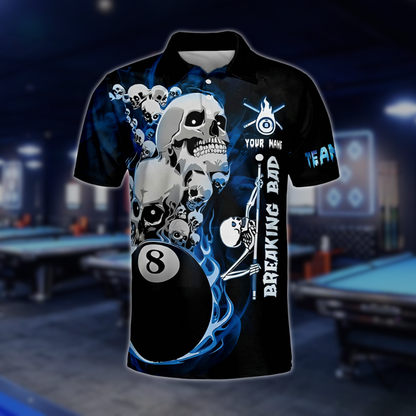 Breaking Bad Custom Skull 8 Ball Billiard Polo Shirt For Men, Custom Skull Billiard Team Shirts BLD0020