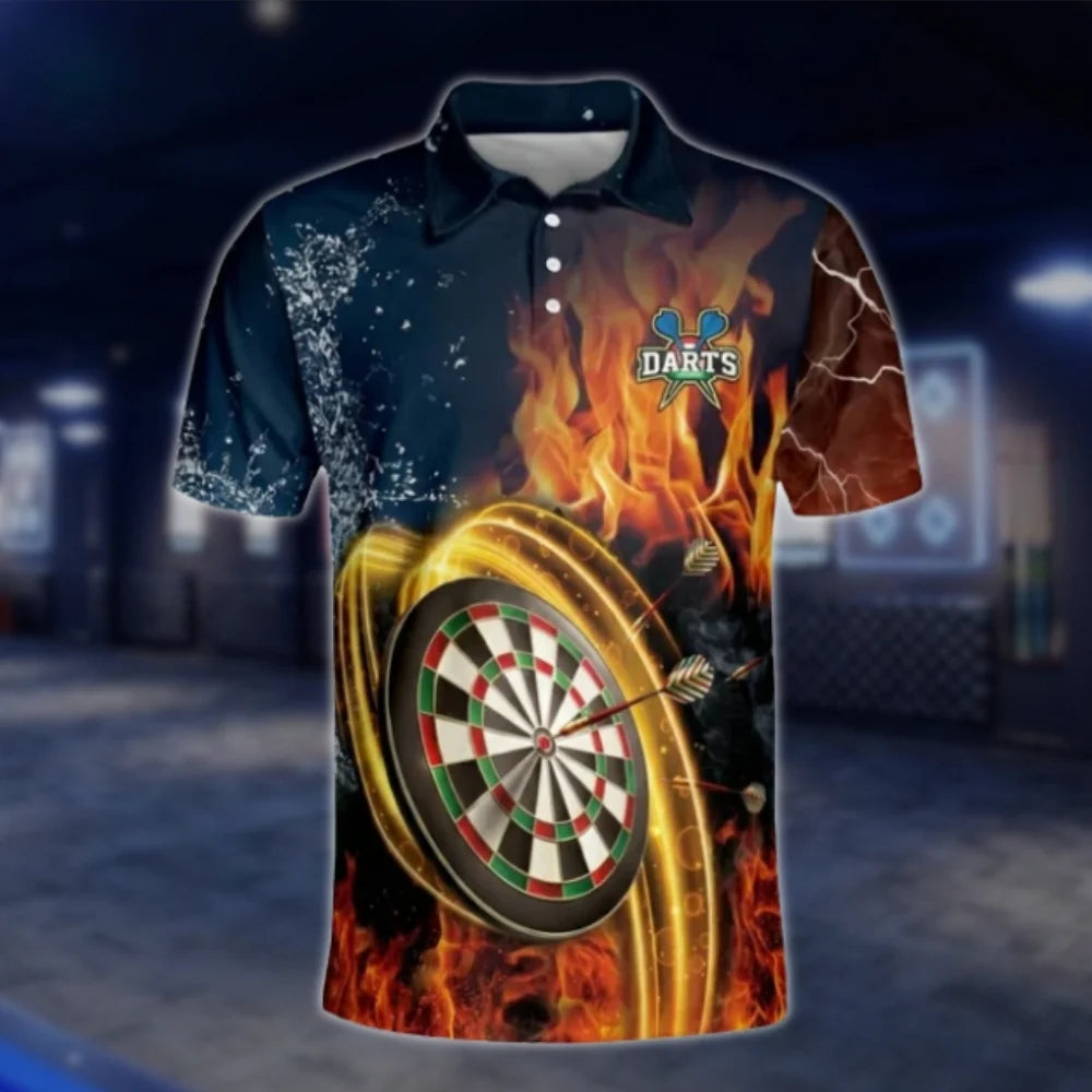 Custom Flaming Water Dart Polo Shirt For Men, Custom Flame Dart Shirts DAT0260