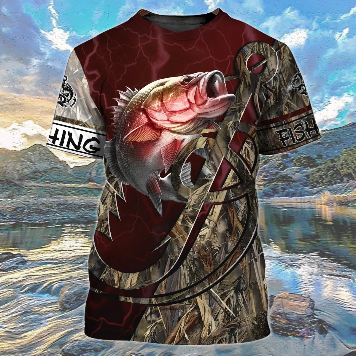 Bass Fishing Red 3D Full Print Shirts, Unique Design for Anglers, Perfect Gift for Bass Fishing Enthusiasts! FISH0026