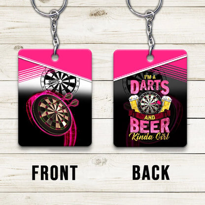 I'm A Darts And Beer Kinda Girl Keychain For Darts Player ORN0196
