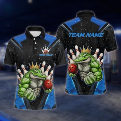 Personalized Aligator Muscle Bowling Mens Polo Shirt, Custom Alligator Bowling Shirt For Team BZ0880 BOW0063