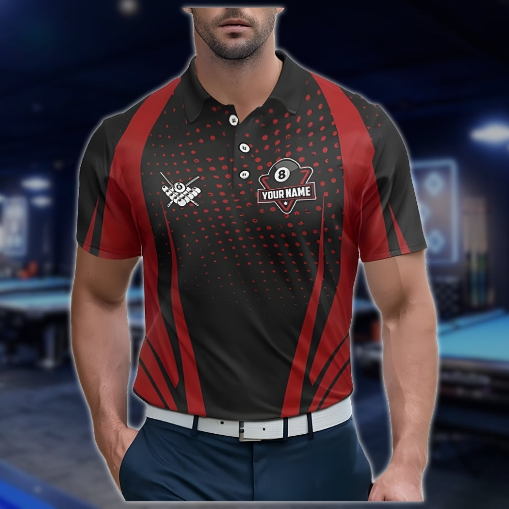 Custom Black And Red Billiard Team Shirts For Men, Custom Billiard Shirts BLD0197