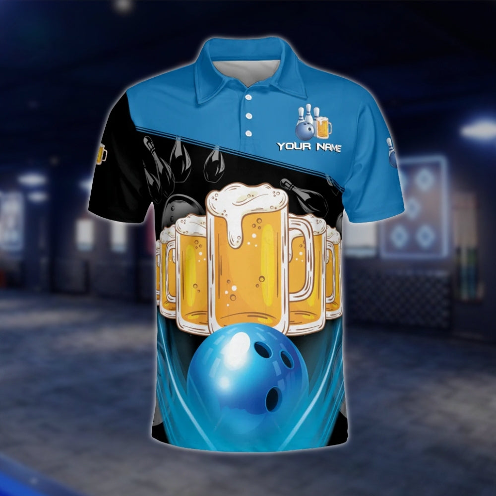 Bowling And Beer That's Why I'm Here Men's Custom Bowling Polo Shirt, Custom Beer Funny Bowling Team Shirts BM0338 BOW0252