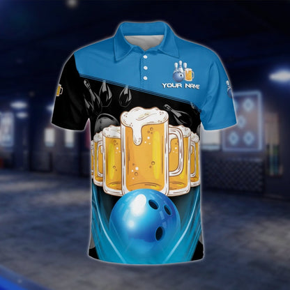 Bowling And Beer That's Why I'm Here Men's Custom Bowling Polo Shirt, Custom Beer Funny Bowling Team Shirts BM0338 BOW0252