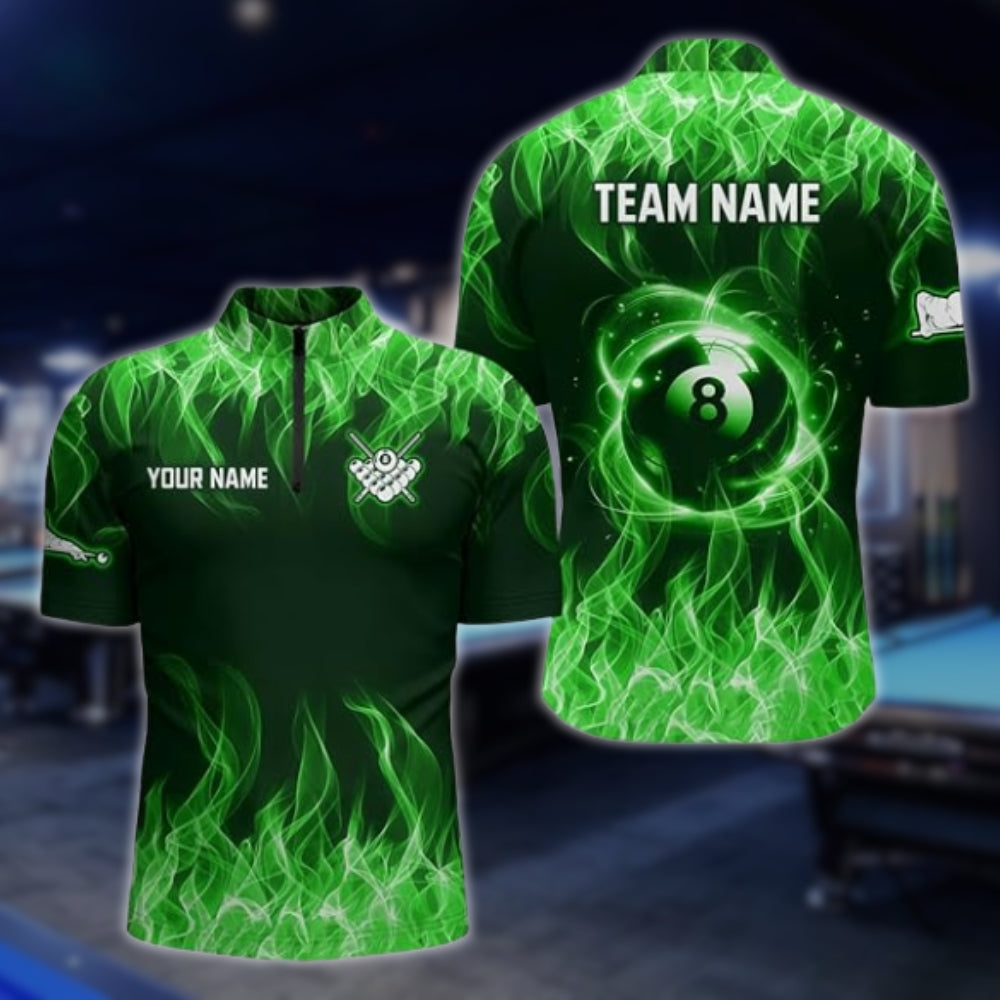 Custom Blue Flame 8 Ball Jersey For Mens, Custom Flame Billiard Team Shirts BLD0013