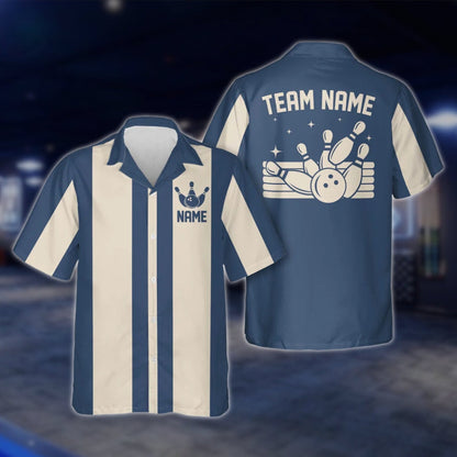 Custom Vintage Bowling Hawaiian Shirt For Men And Women, Black And Beige Custom Vintage Bowling Team Shirts BE0005 BOW0353