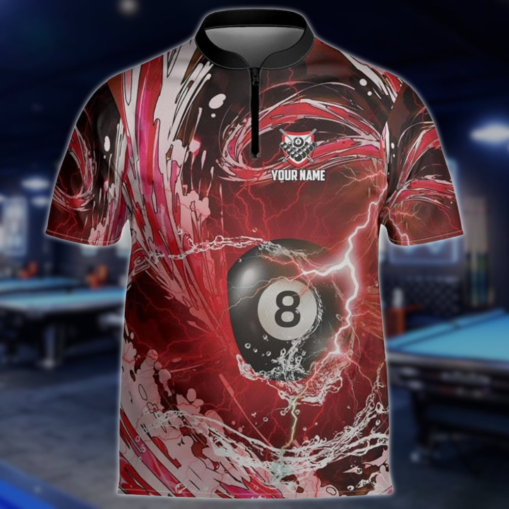 Custom Blue Wave Thunder Billiard Team Jersey For Men, Custom Billiard Shirts BLD0238