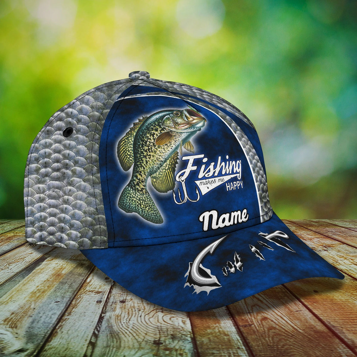 Crappie Fishing (blue) - Personalize Name Cap  - Loop - Ntp-200 FISH0246