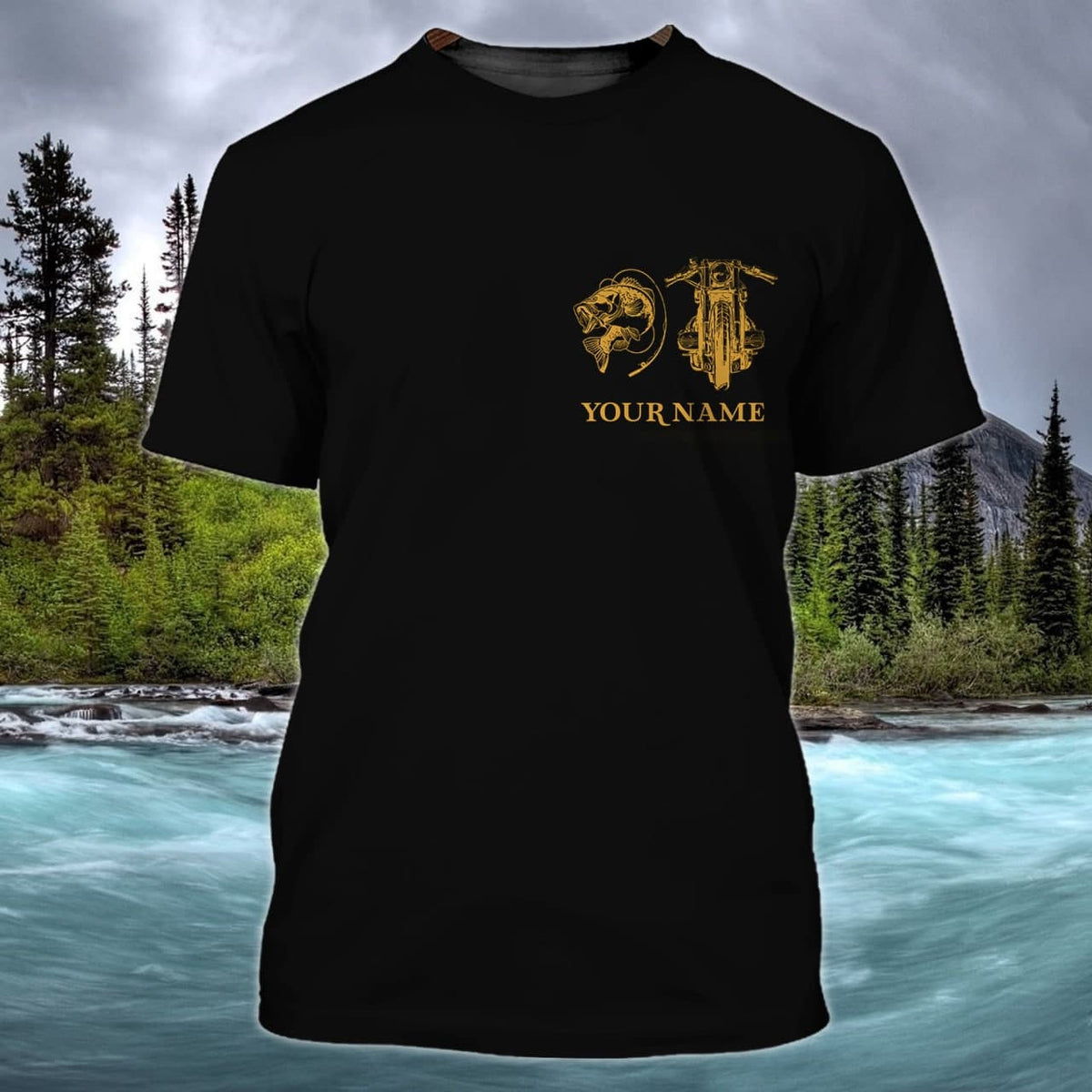 Motorcycle and  fishing - Personalized Name 3D T Shirt - Hdmt FISH0216