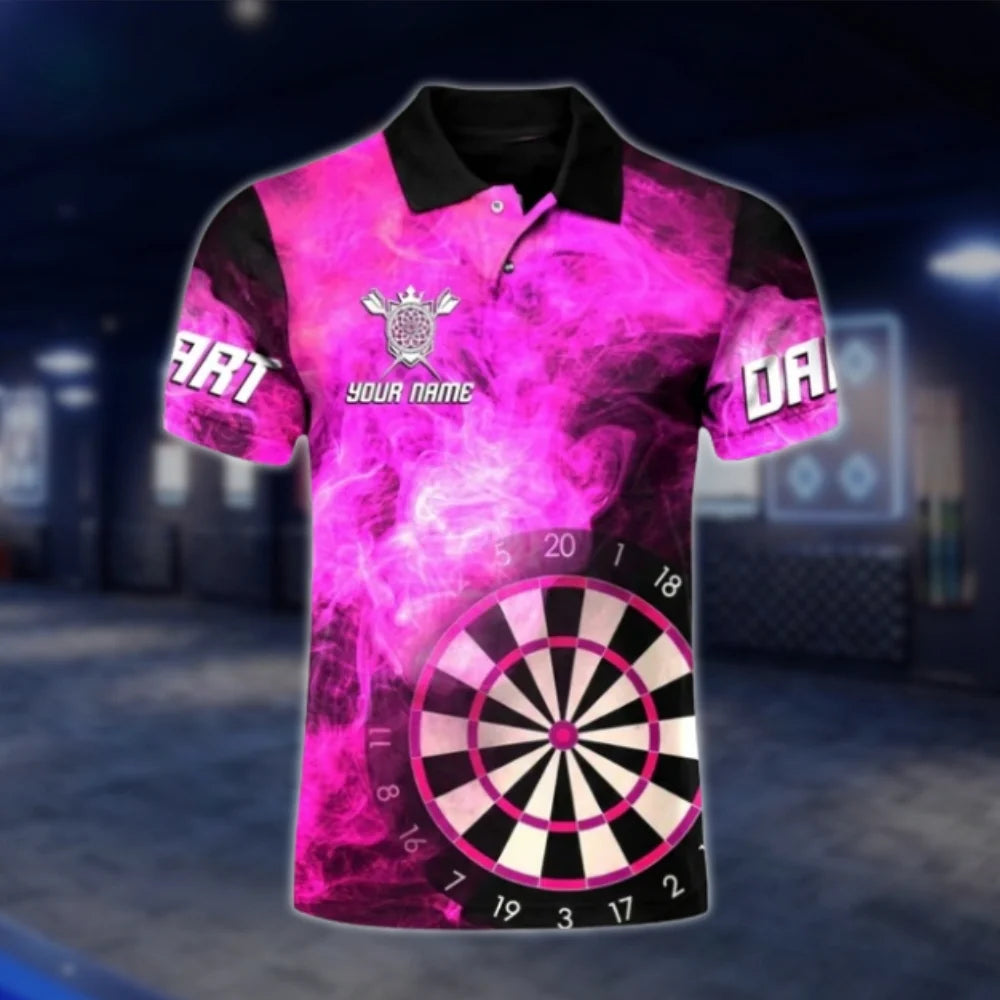 Custom Pink Wings Dart Polo Shirt For Men, Custom Name Darts Shirt DAT0437