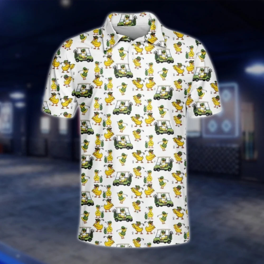 Mens Funny Duck Golf Polo Shirts, Duck Golf Shirts GOF0240