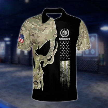 Custom Skull Camouflage Dart Polo Shirt For Men, Custom Skull Dart Team Shirts DAT0453
