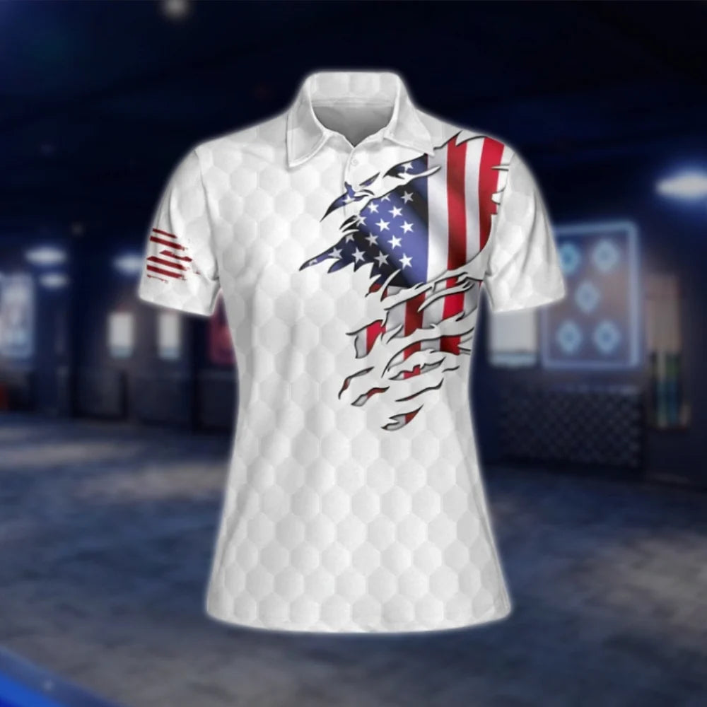 American Flag Golf Polo Shirts For Women, Ladies Patriotic Golf Shirts GOF0272