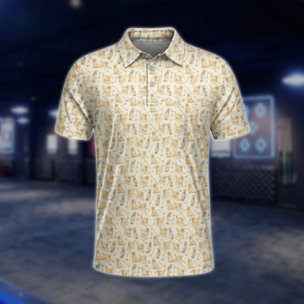 Golden Retriever Vintage Golf Polo Shirt, Golden Retriever Golf Shirt Dog Lover GOF0043