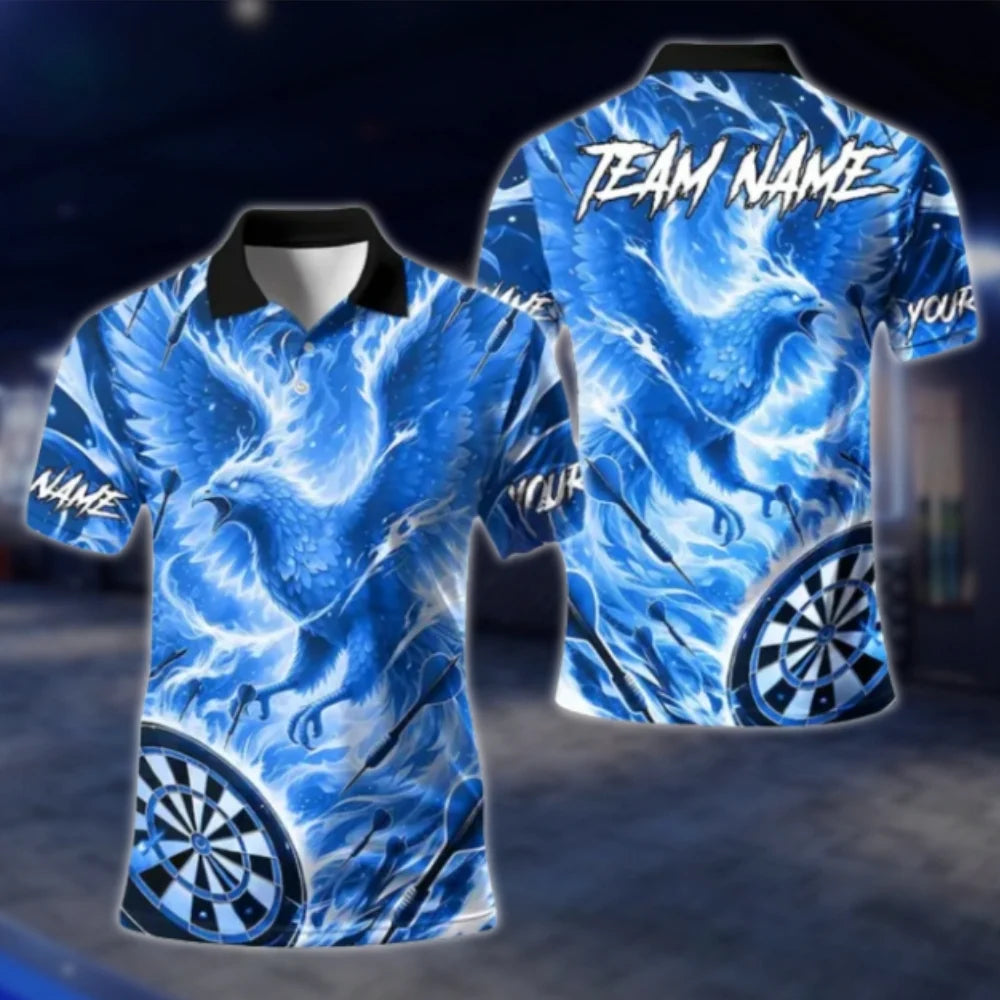 Custom Phoenix Flaming Darts Polo Shirt For Men, Custom Phoenix Dart Team Shirts DAT0368