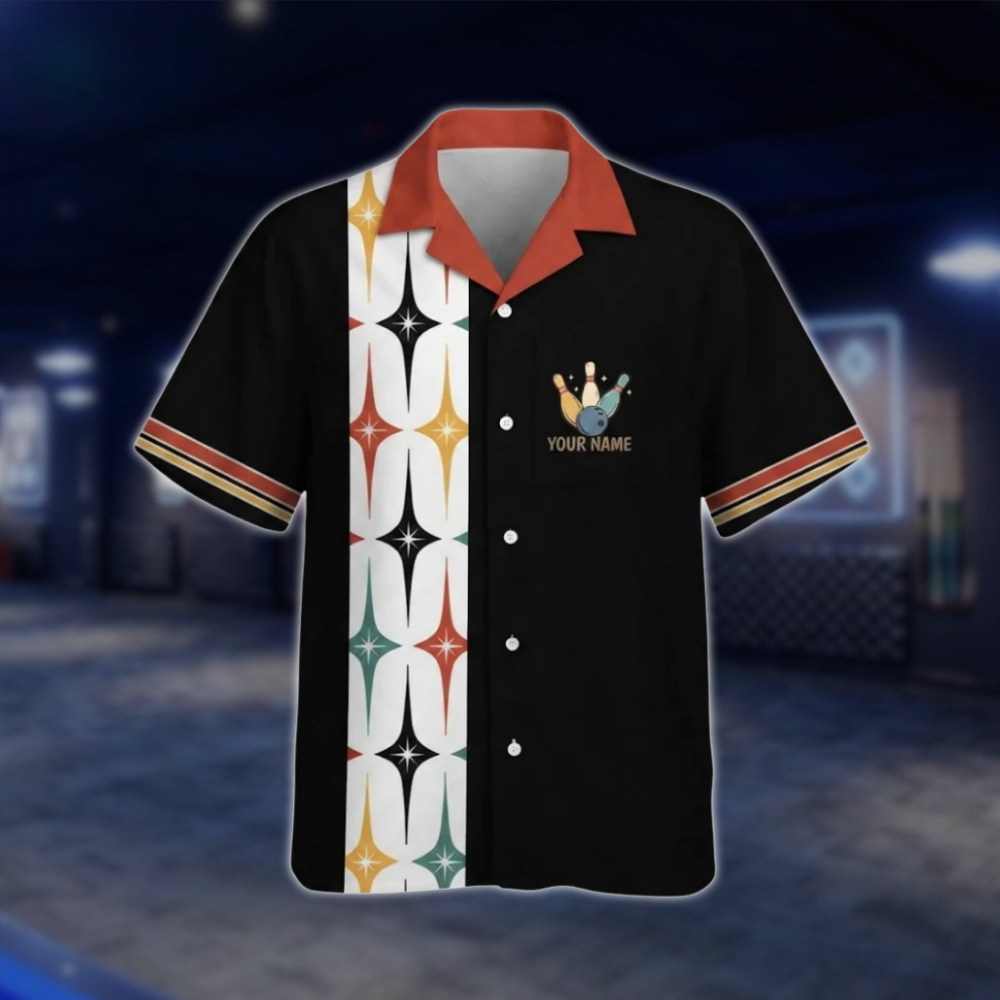 Starburst Retro Custom Bowling Hawaiian Shirt For Men, Custom Team Retro Bowling Shirt BZ0790 BOW0117