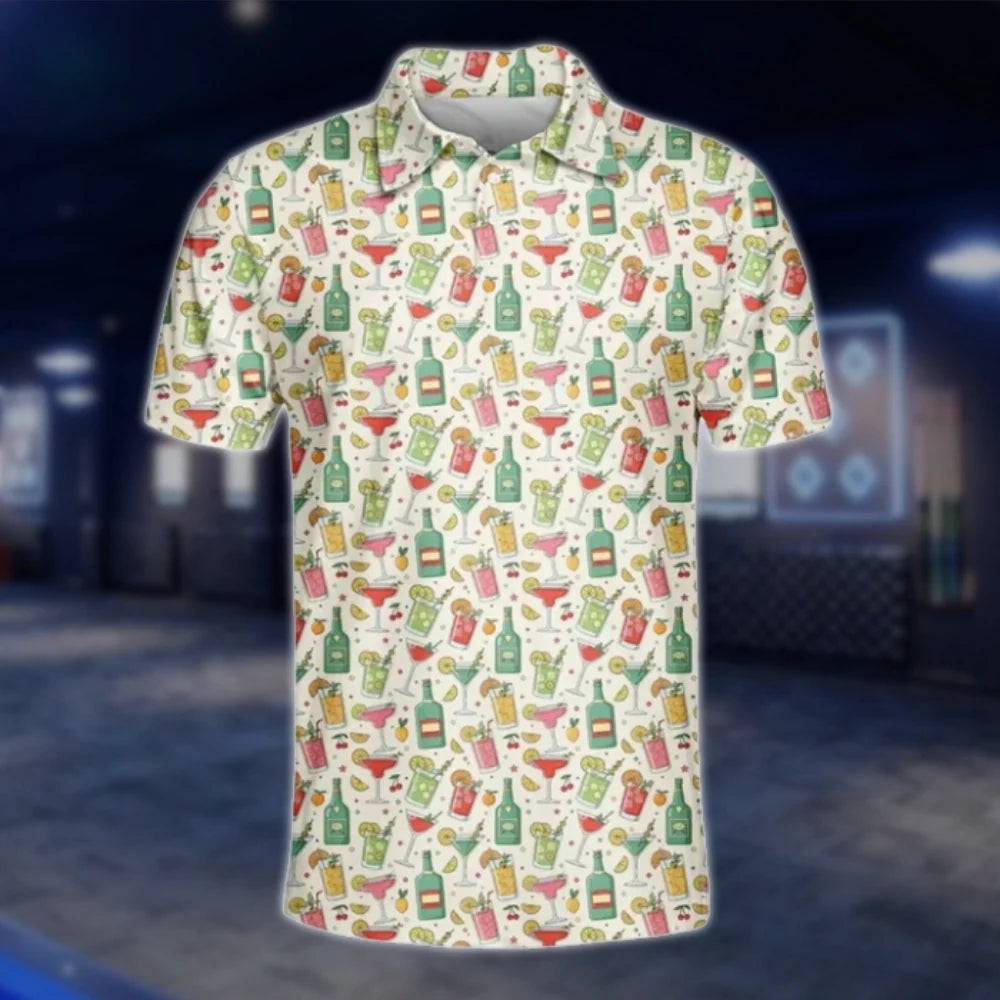 Men's Margarita Cocktail Golf Polo Shirts, Cocktail Lover Golf Shirts GOF0251