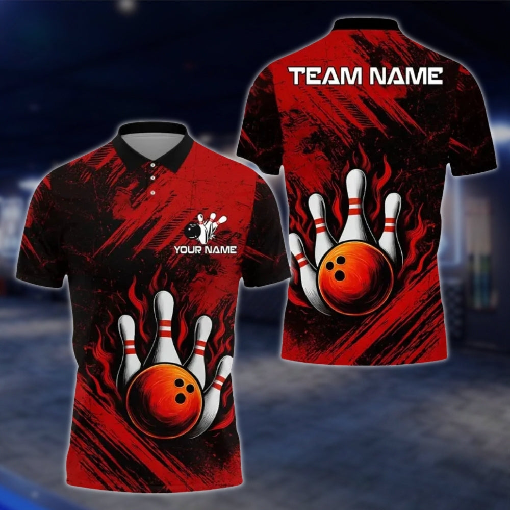 Custom Team Black And Blue Bowling Polo Shirt For Mens, Custom Bowling Shirts BE0118 BOW0385