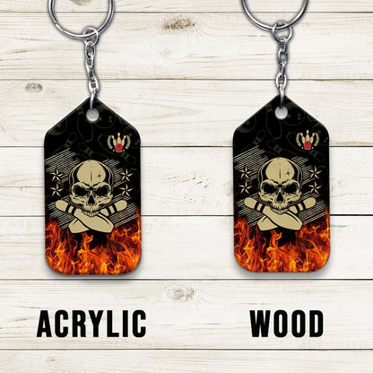 Skull Bowling In Fire Keychain ORN0172
