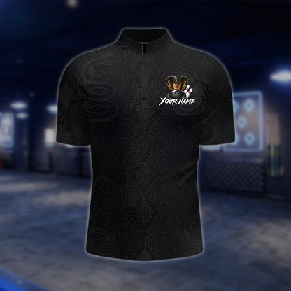 Personalized Cobra Snake Black Mens Bowling Jersey, Custom Snake Bowling Shirt For Team BZ0909 BOW0027
