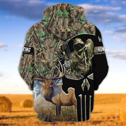 ELK Hunting 067 - Personalized Name 3D Zipper Hoodie - DAT93 HNT0049