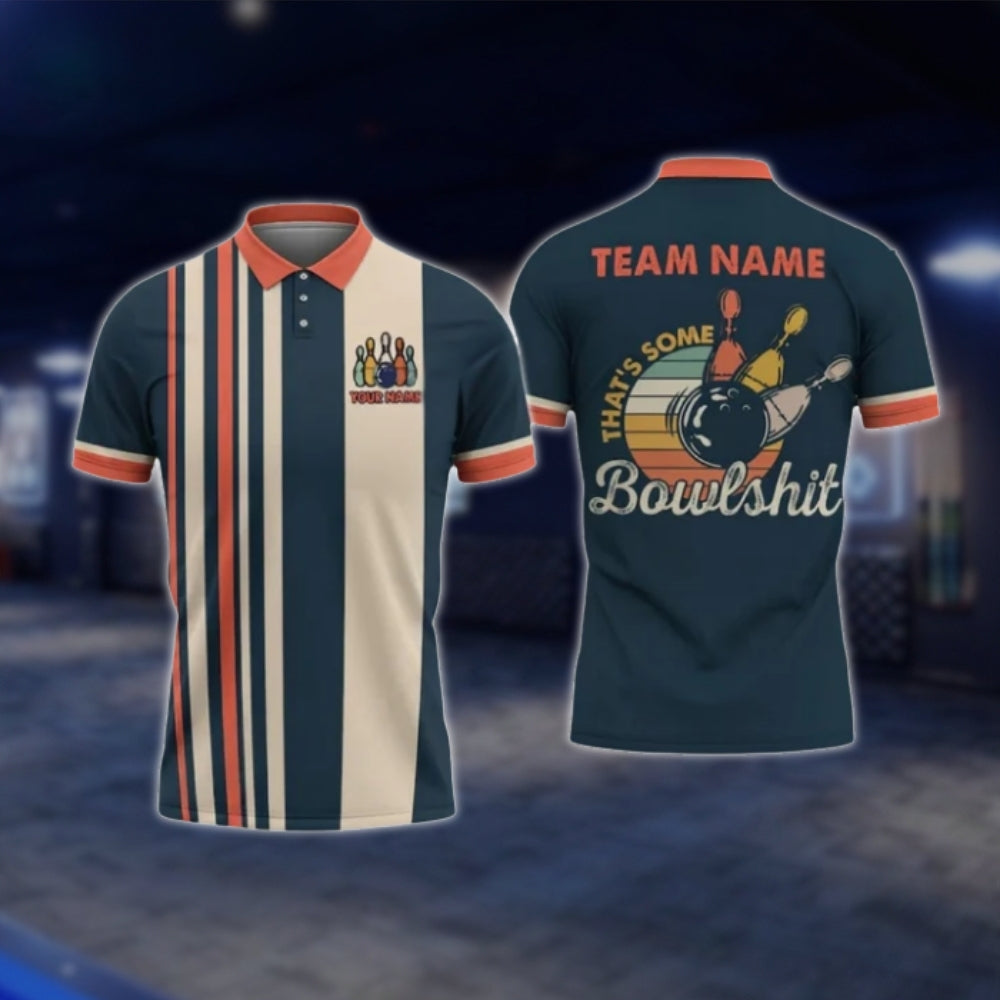 That's Some Bowlsh!t Custom Retro Bowling Mens Polo Shirt, Custom Funny Bowling Team Shirts BO0423 BOW0404
