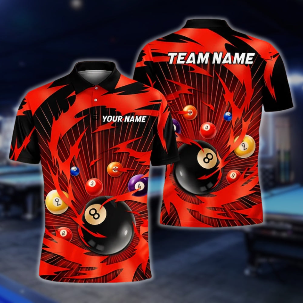 Custom Thunder Lightning Black Yellow Billiard Polo Shirt For Men, Custom Team Billiard Shirts BLD0046