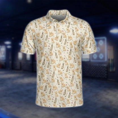 Mens Corgi Golf Polo Shirt, Corgi Dog Golf Shirt GOF0031