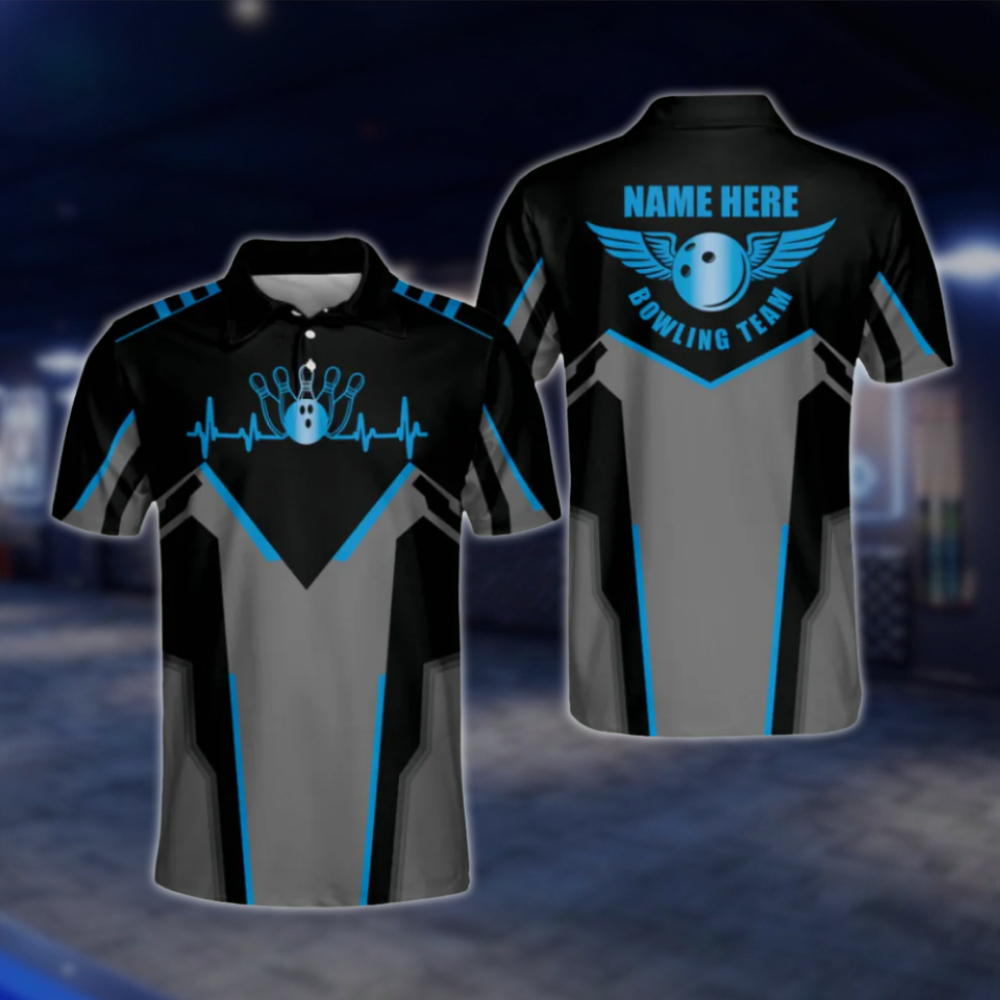 Personalized Black Purple Polo Bowling Team Shirts Men, Custom Bowling Shirts BM0010 BOW0494