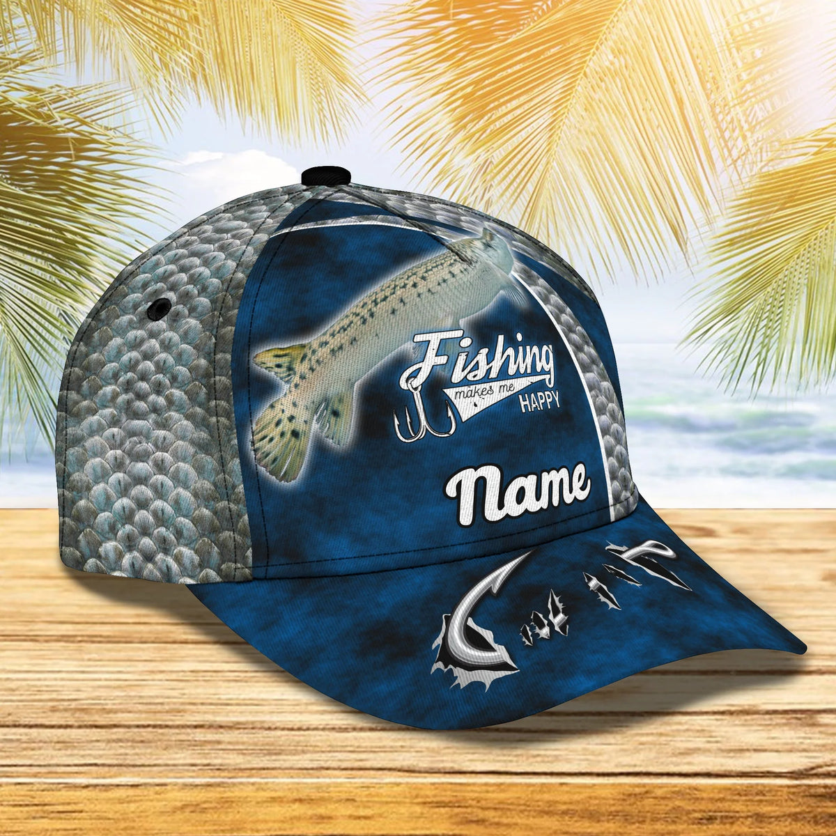 Gar Fishing (Blue) - Personalize Name Cap  - Loop - Ntp-201 FISH0245