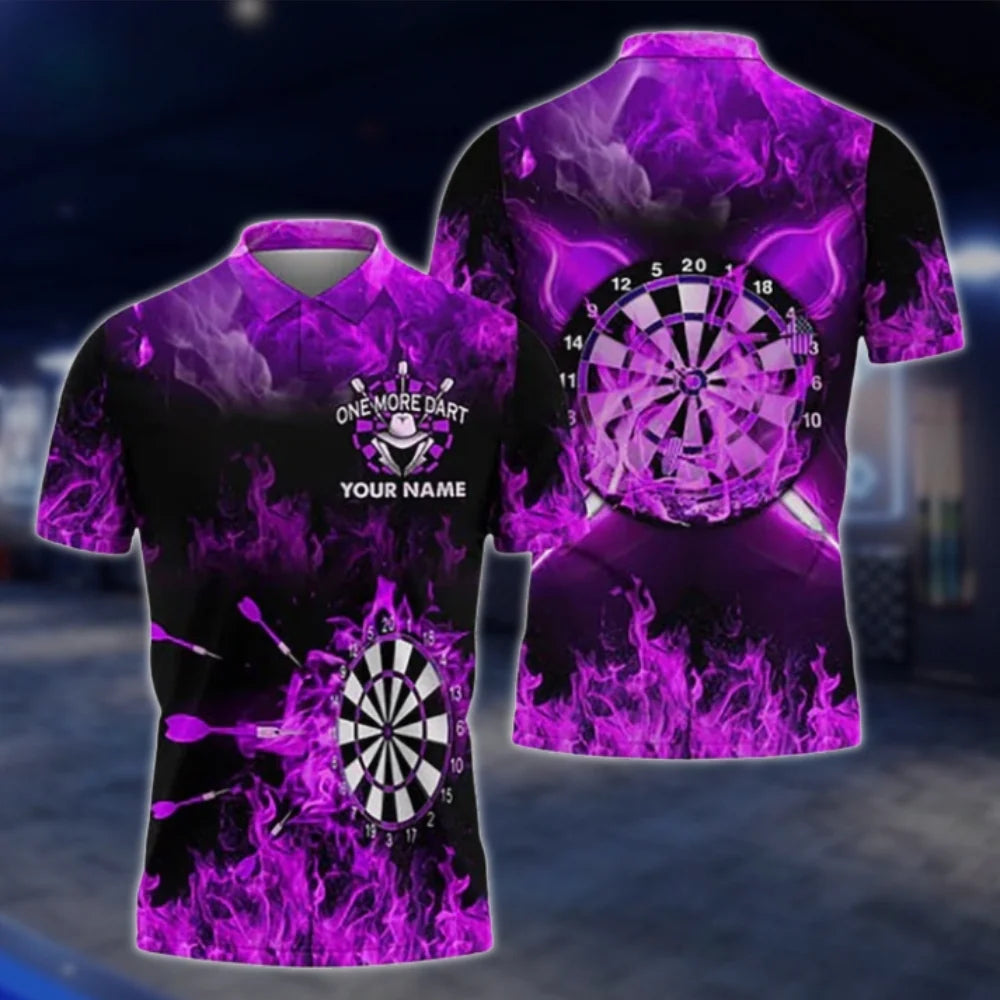 Custom One More Dart Blue Flame Dart Polo Shirt, Custom Flame Dart Shirts DAT0338