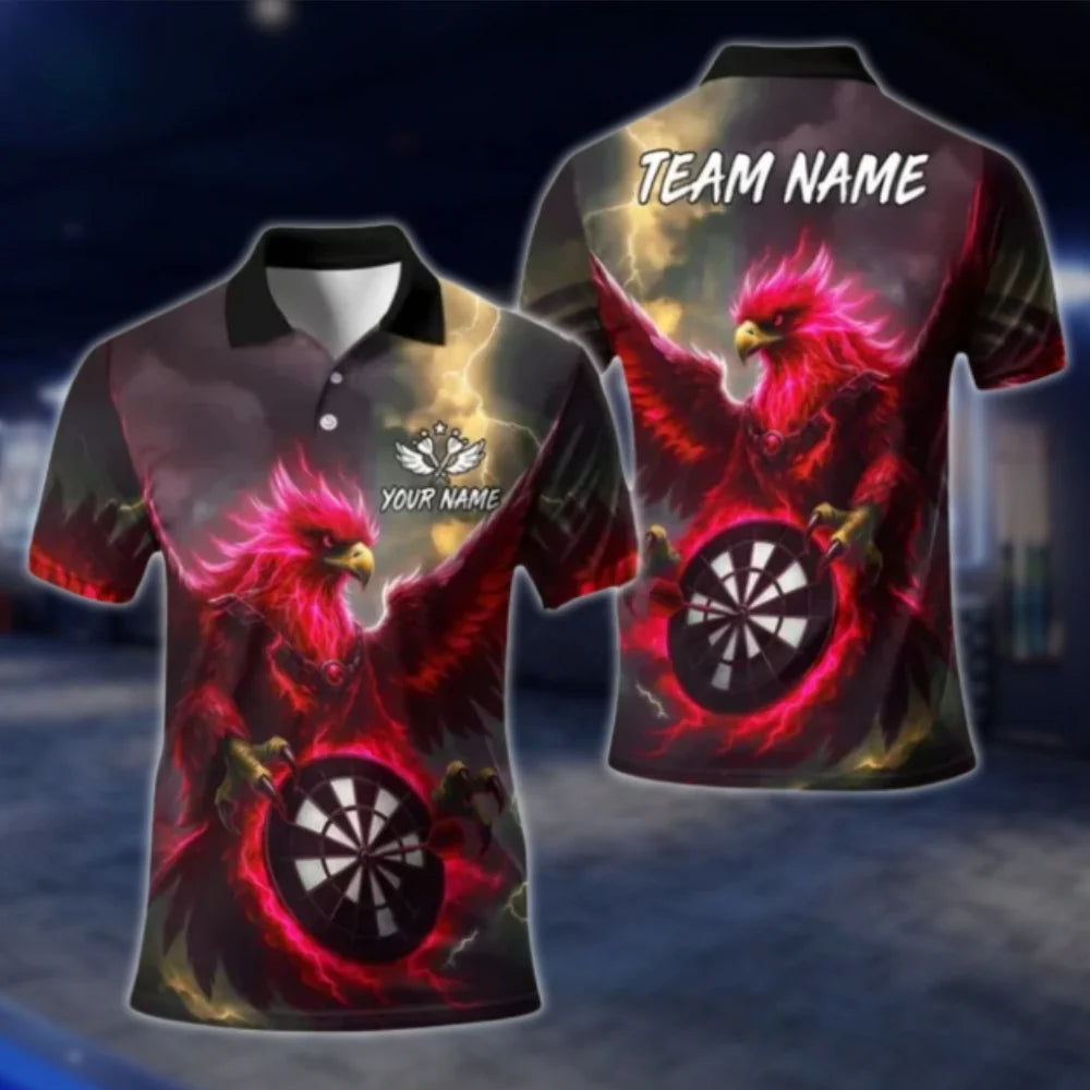 Phoenix Thunder Custom Dart Polo Shirt For Men, Custom Phoenix Dart Shirts For Team DAT0416