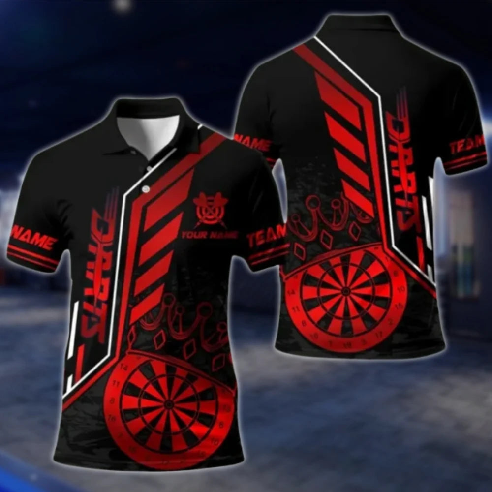Custom Men's Black And Gold Darts Team Polo Shirt, Custom Dart Shirts DAT0385