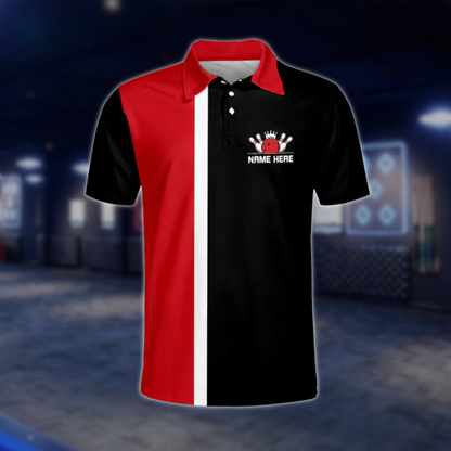 My Drinking Team Has A Bowling Problem Men's Custom Name Bowling Polo Shirt, Black And Red Custom Funny Bowling Shirts BM0111 BOW0420