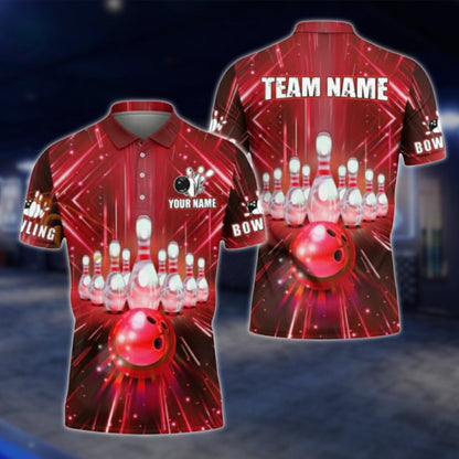 Custom Mens Blue Bowling Team Polo Shirt, Custom Bowling Shirts BA0023 BOW0470